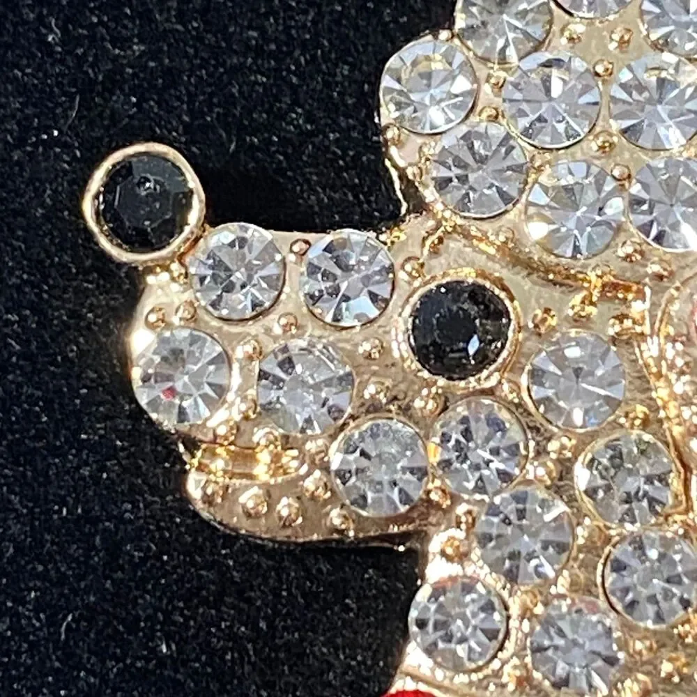 Poodle Rhinestone Charm Keychain Key Holder Multicolor Gold Tone Metal New